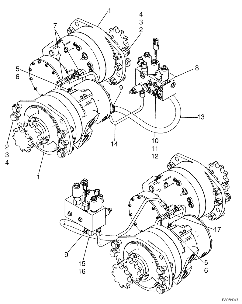 Схема запчастей Case 430 - (06-08A) - HYDROSTATICS - TWO SPEED, DRIVE MOTORS (430 WITH PILOT CONTROL) (06) - POWER TRAIN