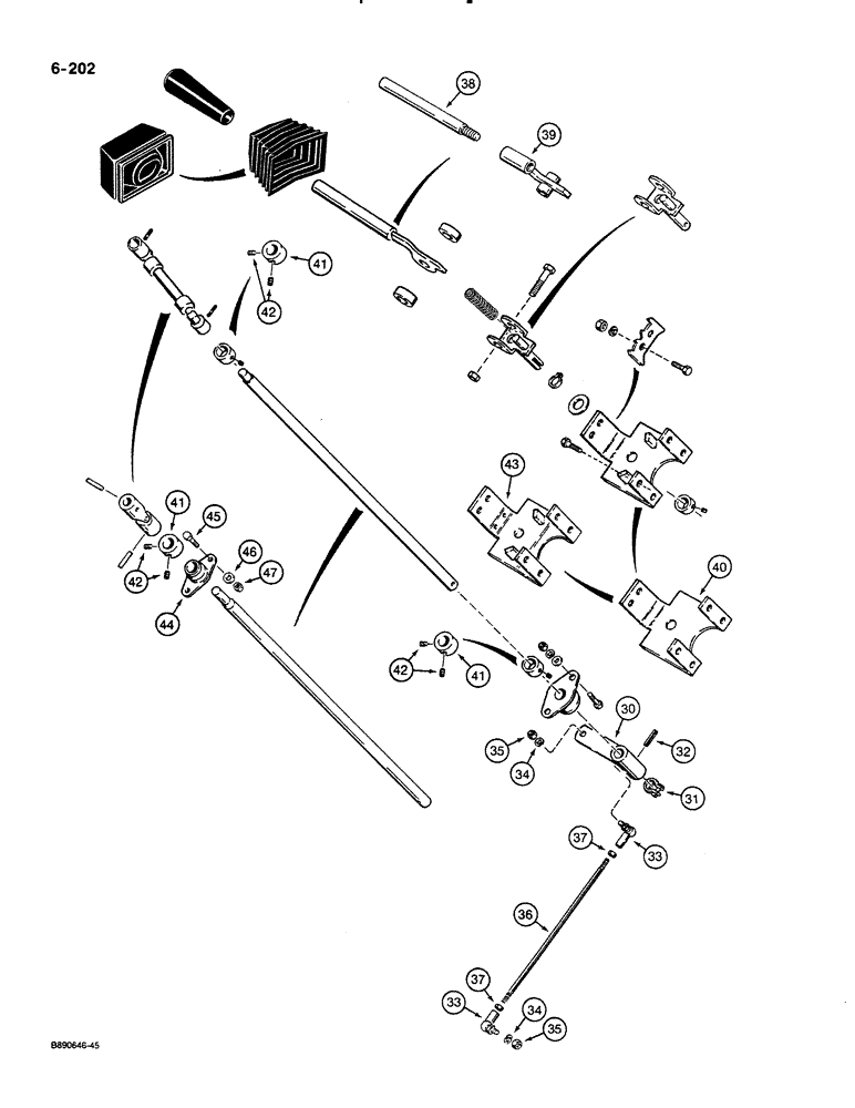 Схема запчастей Case 580K - (06-202) - SHUTTLE CONTROL AND LINKAGE, USED ON MODELS WITH TILT/TELESCOPING STEERING COLUMN (06) - POWER TRAIN