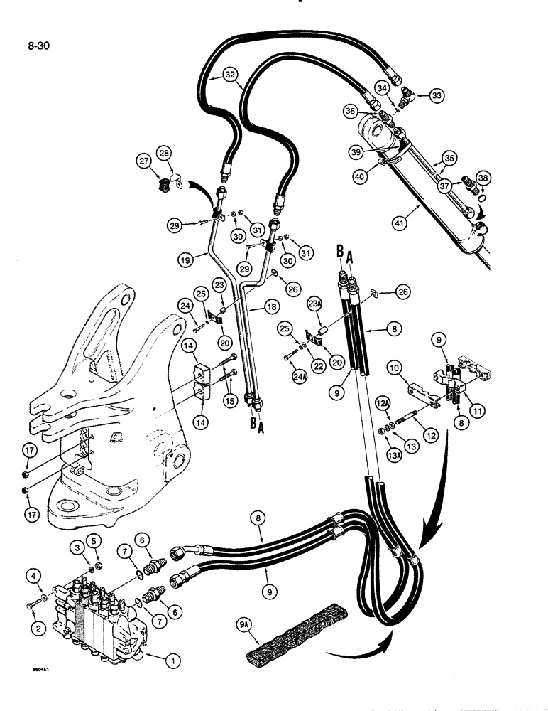 Схема запчастей Case 35C WL - (8-30) - BUCKET CYL. HYD.CIRCUIT, MODELS W/EXTENDABLE DIPPER MODELS W/TWO BOOM MOUNTING PINS AT SWING TOWER (08) - HYDRAULICS