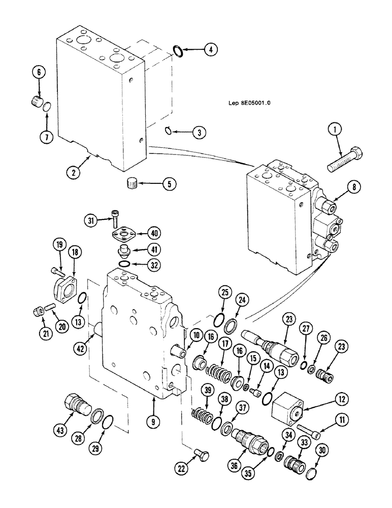 Схема запчастей Case 688C - (8E-16) - CONTROL VALVE FOR HYDRAULIC HAMMER (07) - HYDRAULIC SYSTEM