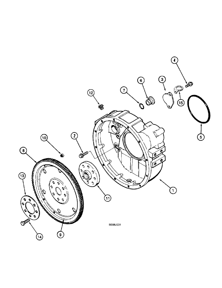 Схема запчастей Case 590SL - (2-44) - FLYWHEEL AND HOUSING, 4T-390 EMISSIONS CERTIFIED ENGINE (02) - ENGINE