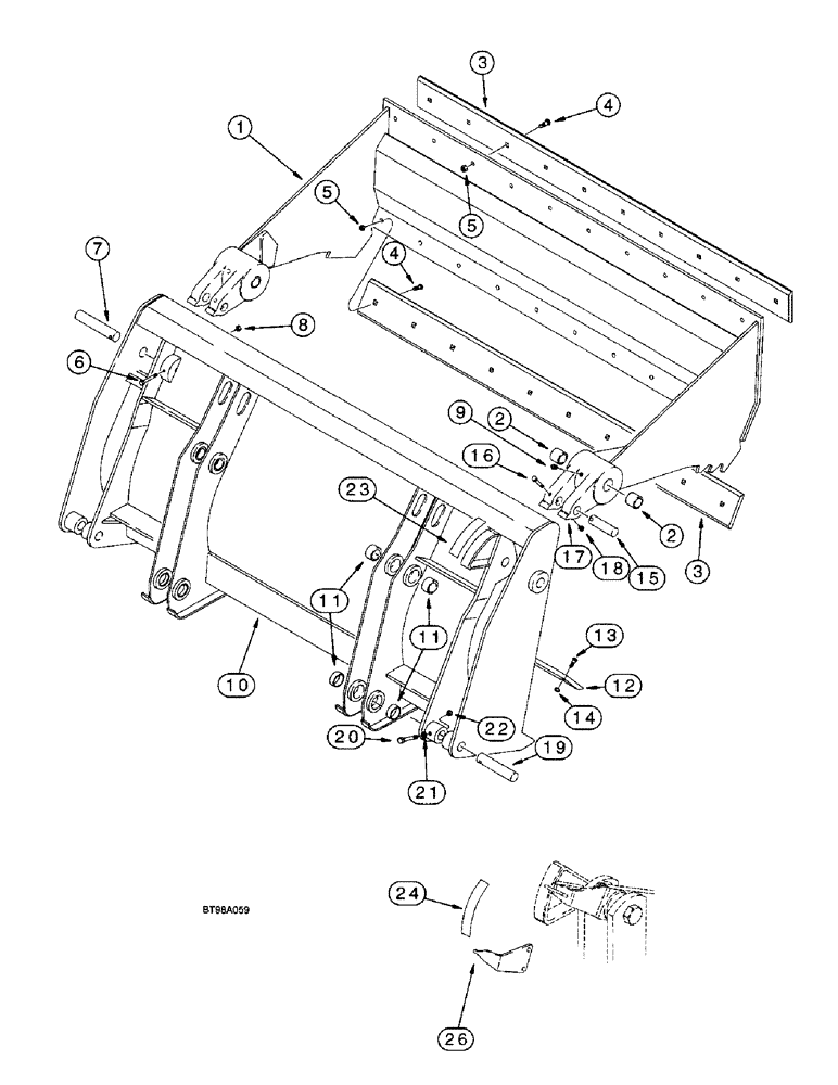 Схема запчастей Case 590SL - (9-29) - LOADER CLAM BUCKET (09) - CHASSIS/ATTACHMENTS