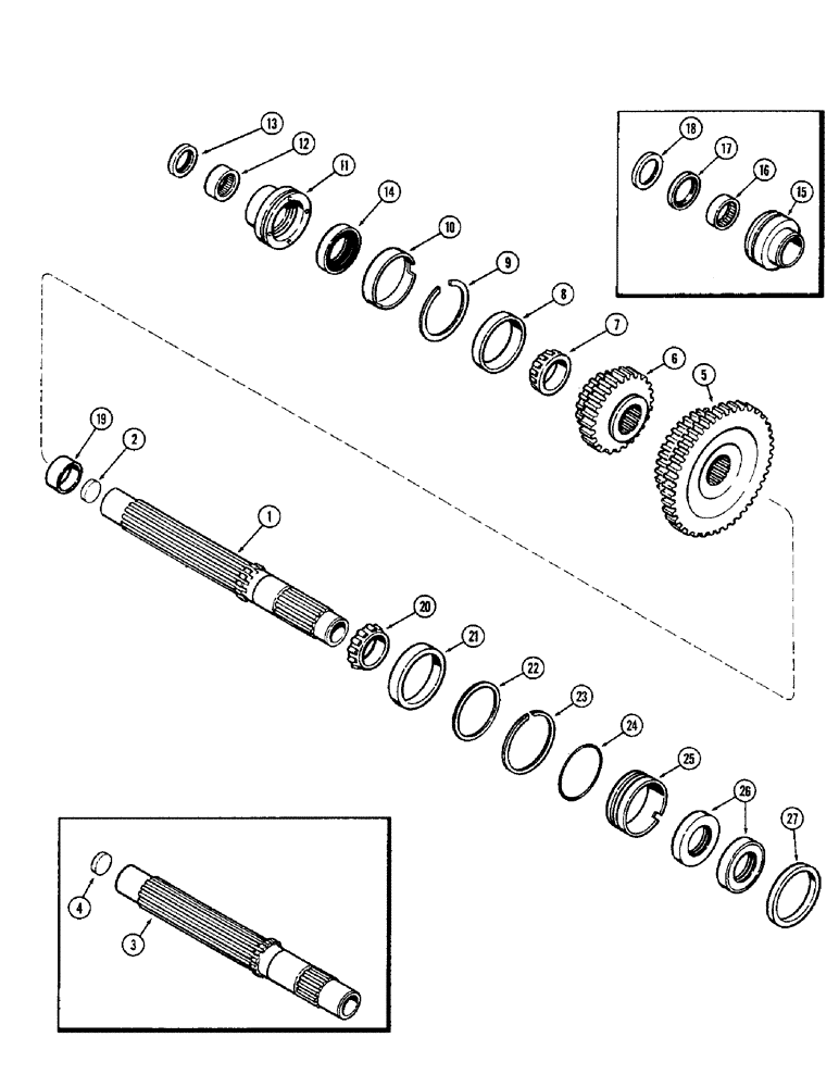 Схема запчастей Case 580B - (198) - MAINSHAFT (06) - POWER TRAIN