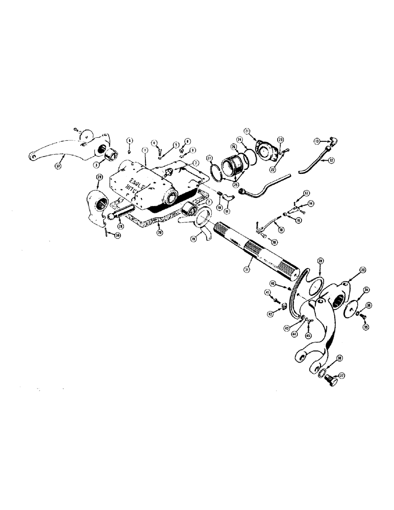 Схема запчастей Case 320B - (142) - EAGLE HITCH ROCKSHAFT AND HOUSING 