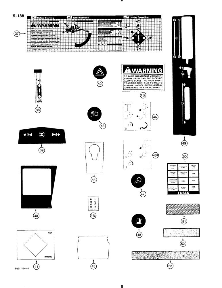 Схема запчастей Case 580K - (9-188) - DECALS (09) - CHASSIS/ATTACHMENTS