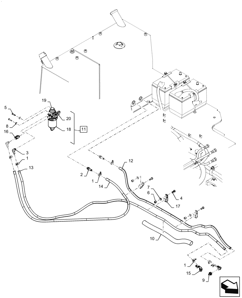 Схема запчастей Case 650L - (10.214.01) - FUEL LINES (10) - ENGINE