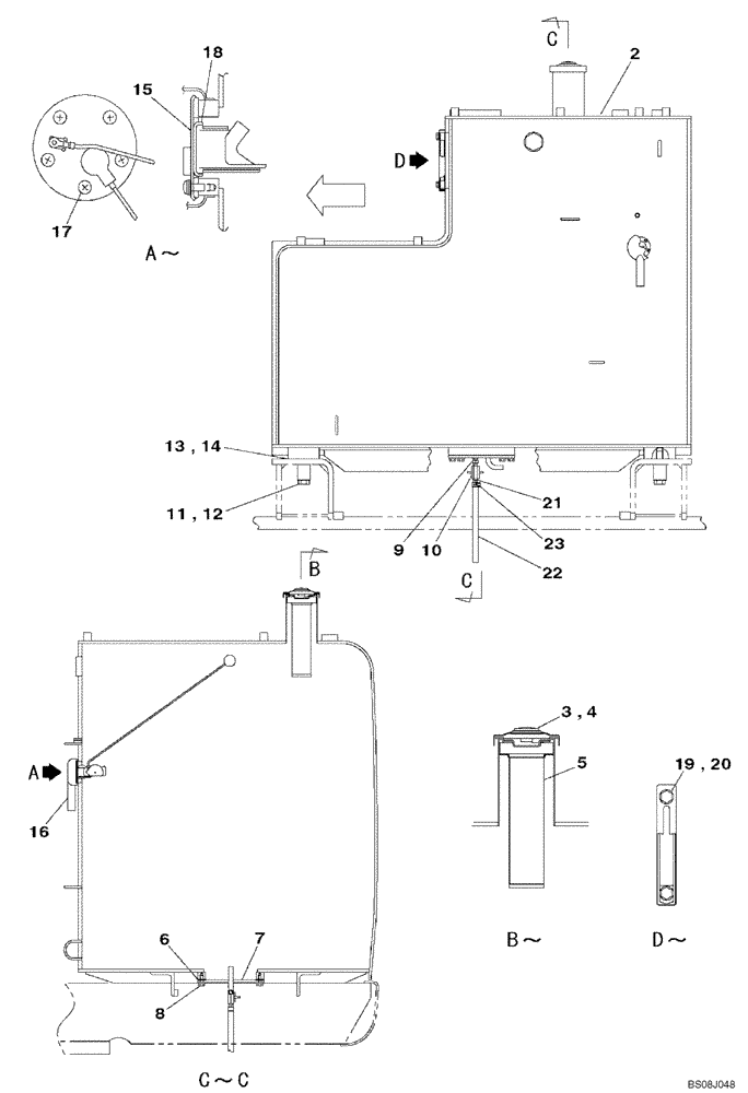 Схема запчастей Case CX800B - (03-02) - FUEL TANK (03) - FUEL SYSTEM