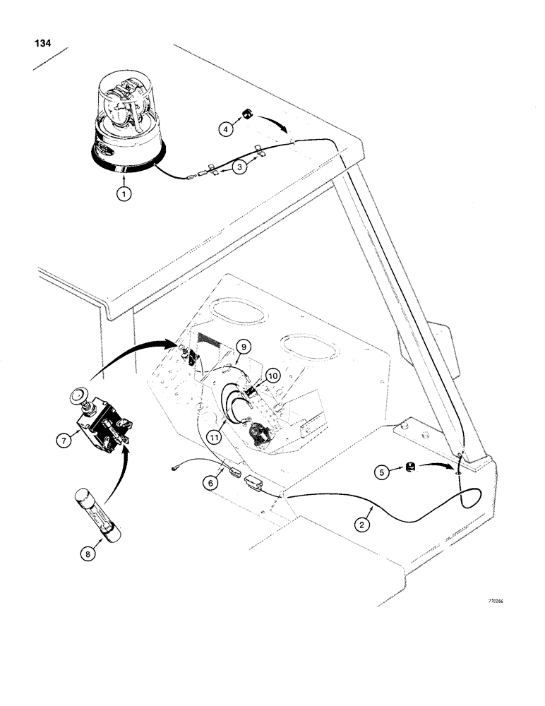 Схема запчастей Case 480C - (134) - ROTATING BEACON AND CIRCUIT, TRACTOR SERIAL NUMBER 8967053 AND AFTER (55) - ELECTRICAL SYSTEMS