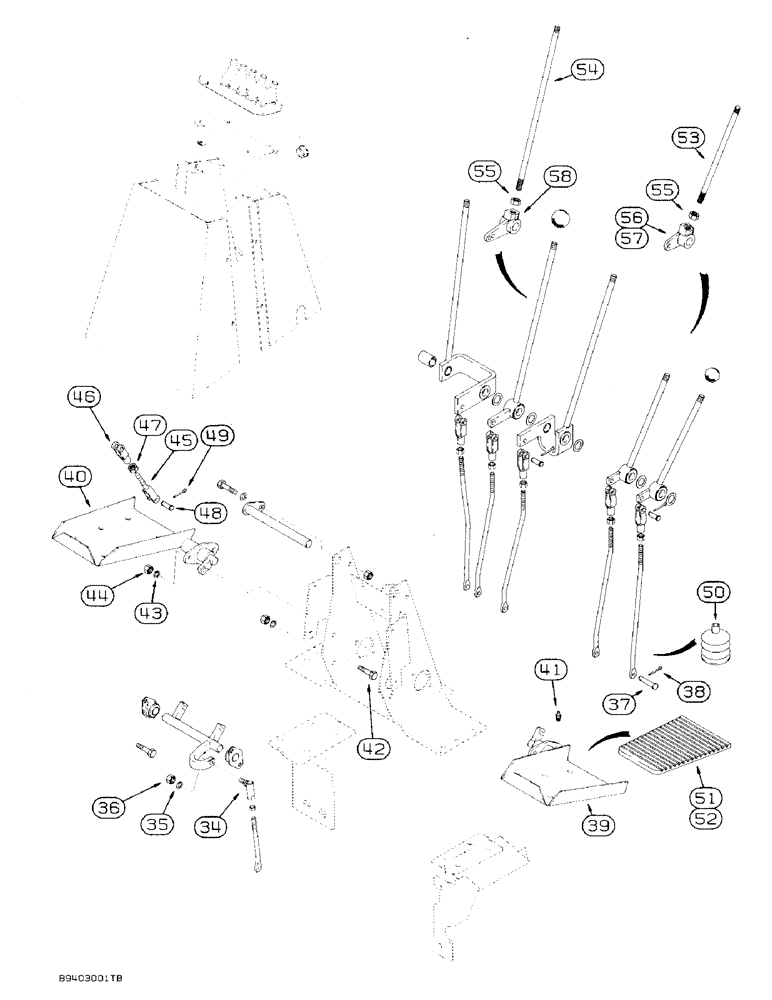 Схема запчастей Case 580SK - (9-024) - BACKHOE CONTROLS WITH FOOT SWING, WITH NON-EXTENDABLE DIPPER (09) - CHASSIS/ATTACHMENTS