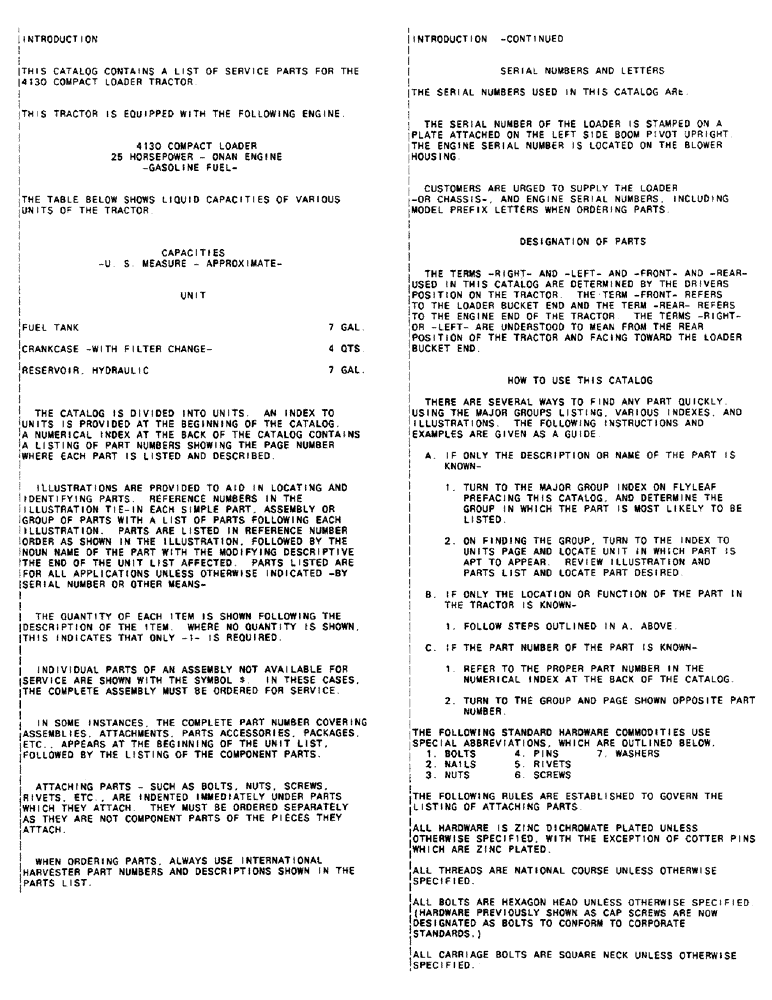 Схема запчастей Case 4130 - (003) - INTRODUCTION - FLUID CAPACITIES (00) - GENERAL