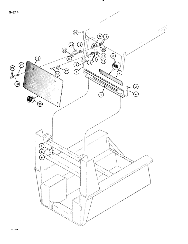 Схема запчастей Case 1835B - (9-214) - REAR WINDOW AND MOUNTING (09) - CHASSIS/ATTACHMENTS