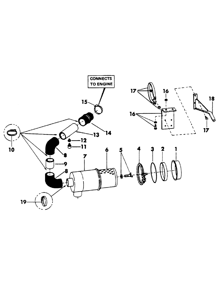 Схема запчастей Case 40EC - (027) - AIR CLEANER AND ATTACHING PARTS FOR:, CASE 504BD DIESEL ENGINE (01) - ENGINE