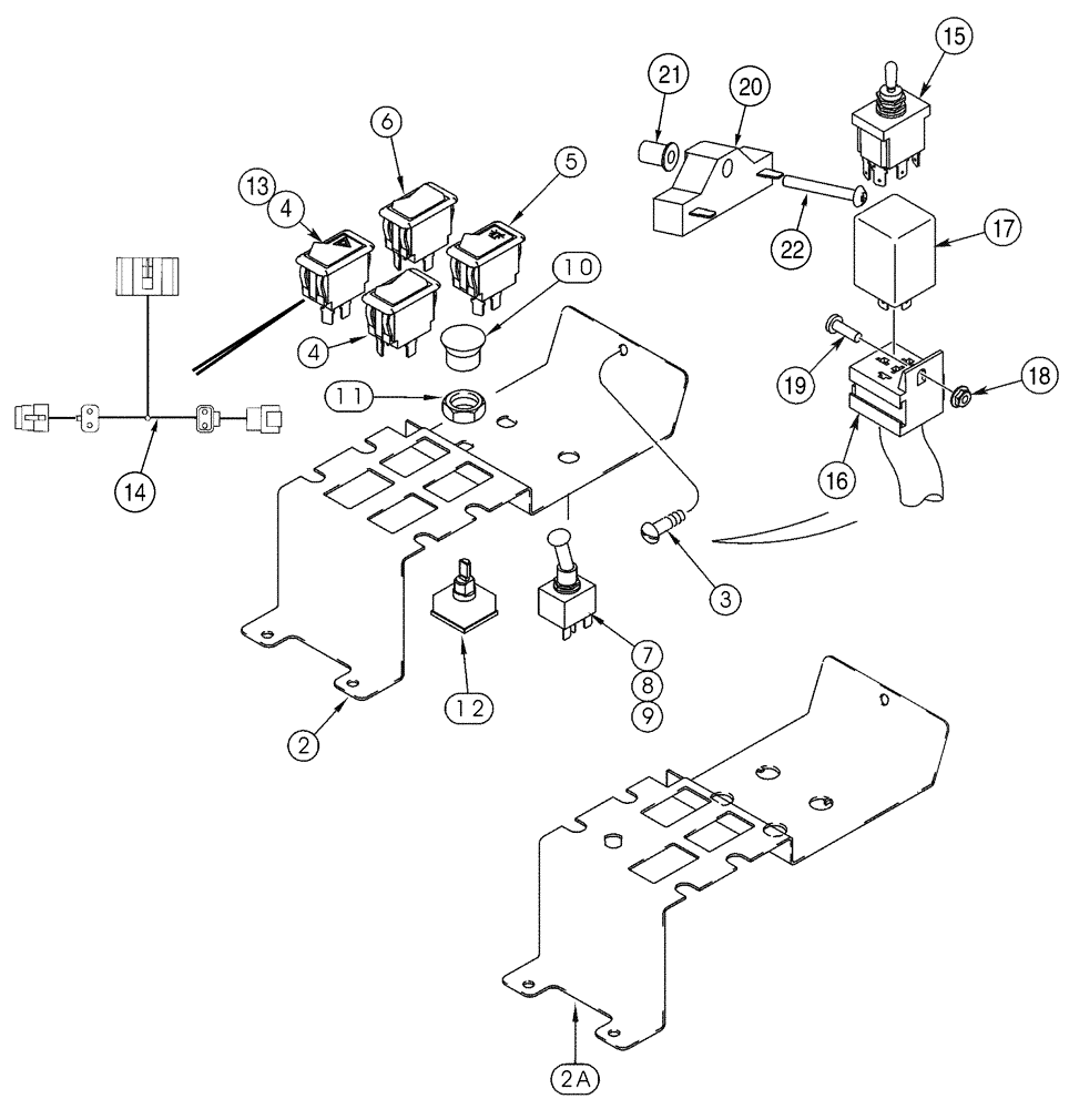 Схема запчастей Case 85XT - (04-15) - SWITCH MOUNTING CHASSIS OPTIONS (04) - ELECTRICAL SYSTEMS