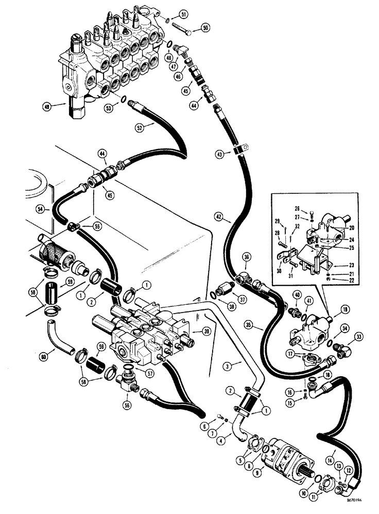 Схема запчастей Case 34 - (138) - BASIC BACKHOE HYDRAULICS (USED BEFORE BACKHOE SERIAL NO. 1022951) 