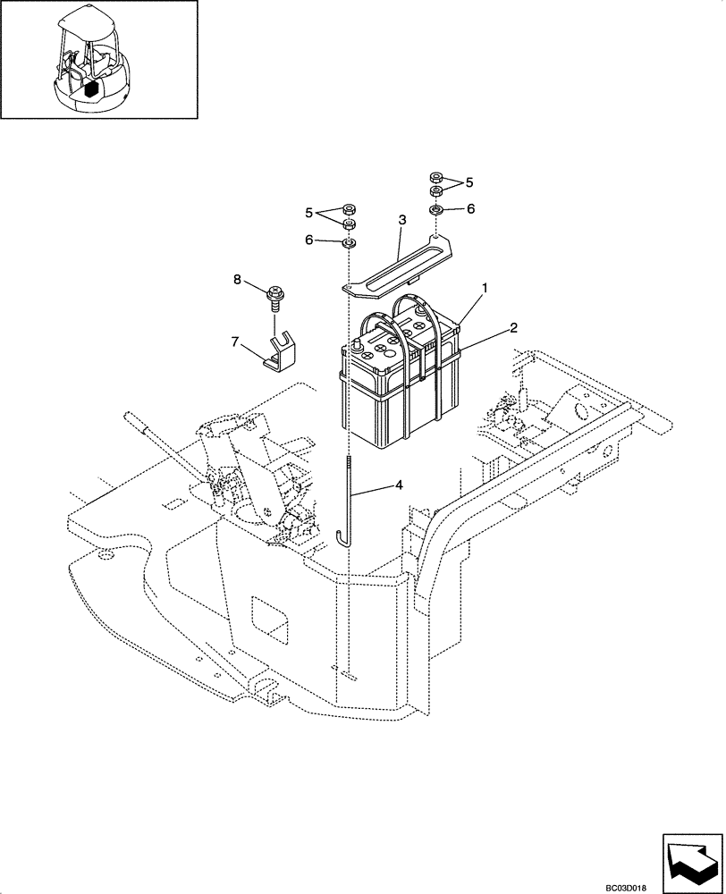 Схема запчастей Case CX36 - (04-11[00]) - BATTERY MOUNTING (04) - ELECTRICAL SYSTEMS