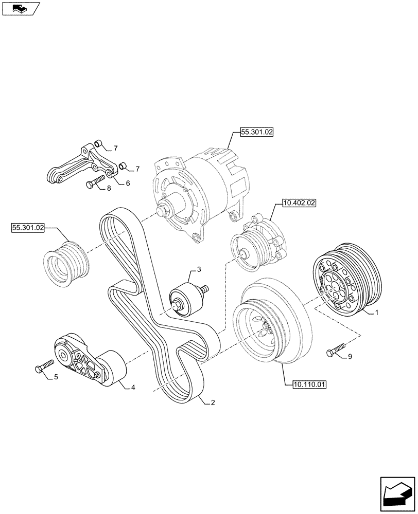 Схема запчастей Case F2CFE614C A003 - (10.114.01) - PULLEY - CRANHSHAFT (10) - ENGINE