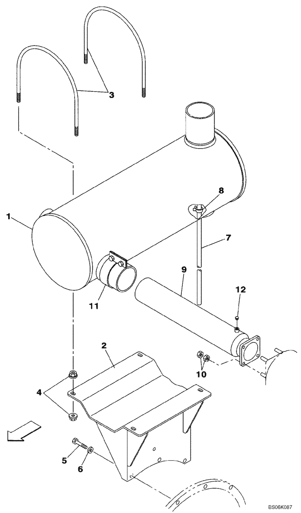 Схема запчастей Case CX460 - (02-03) - EXHAUST SYSTEM - MUFFLER (02) - ENGINE