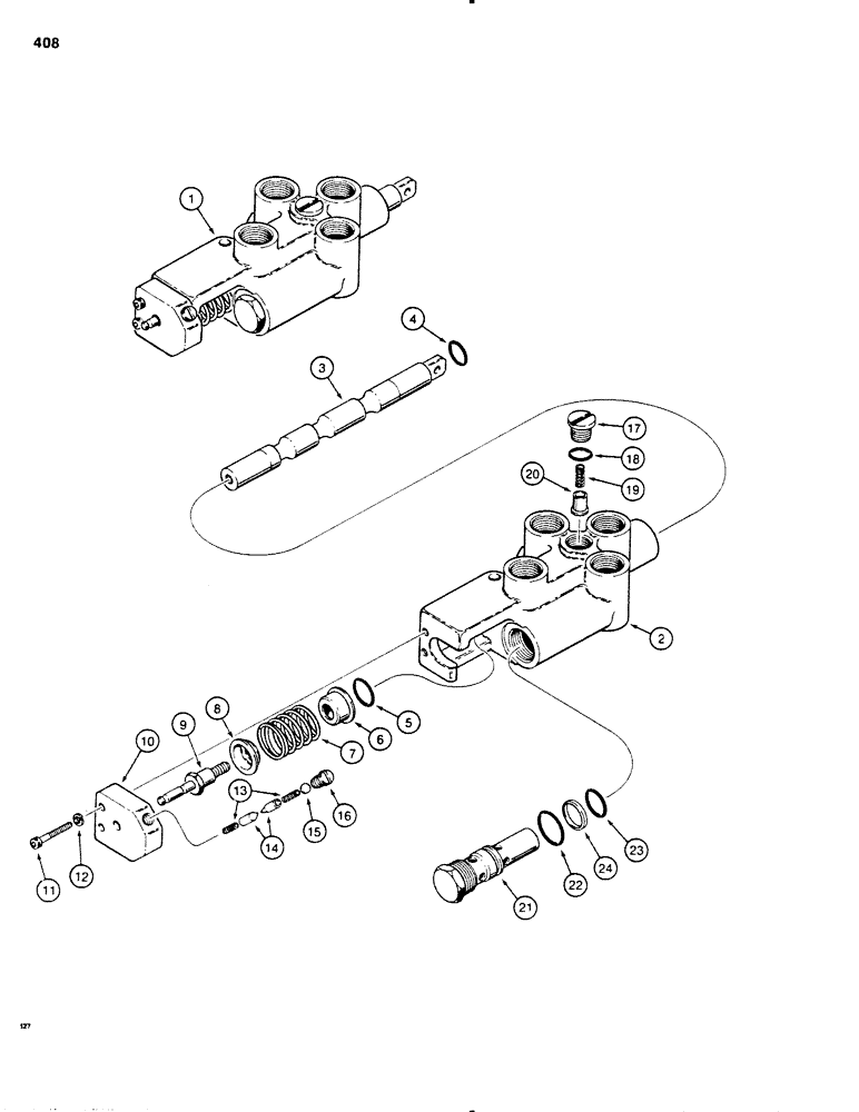 Схема запчастей Case SD100 - (408) - H544718 CONTROL VALVE, ONE SPOOL (35) - HYDRAULIC SYSTEMS