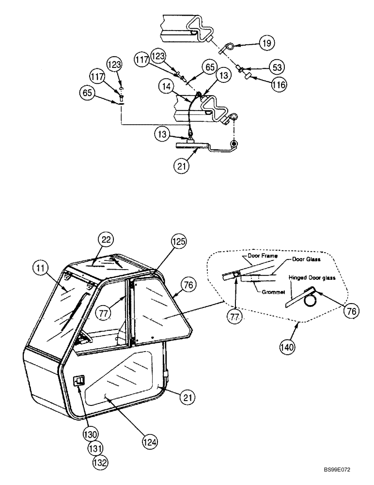 Схема запчастей Case 686GXR - (9-23C) - ENCLOSED CAB, DOOR, WINDOWS AND RELATED PARTS (SERIES 2 686G, 686GXR AND 688G) (09) - CHASSIS/ATTACHMENTS