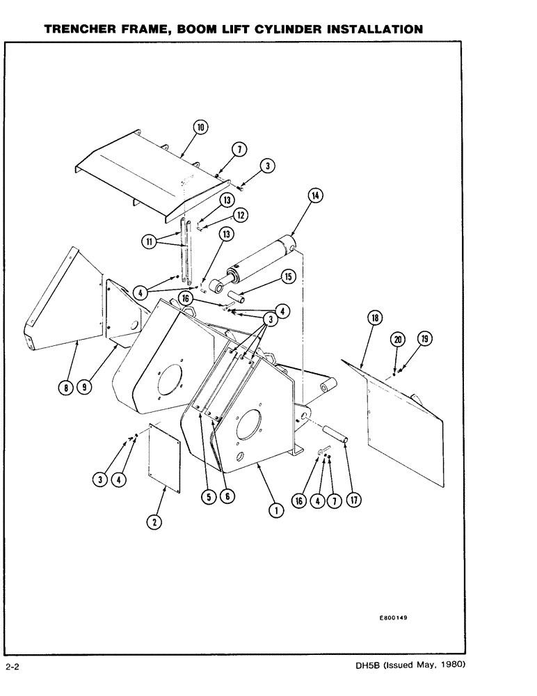 Схема запчастей Case DH5 - (2-02) - TRENCHER FRAME, BOOM LIFT CYLINDER INSTALLATION (35) - HYDRAULIC SYSTEMS