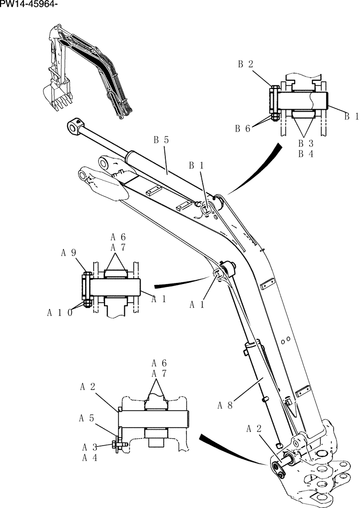 Схема запчастей Case CX31B - (552-01[1Z82]) - CYLINDER INSTAL CAB (58) - ATTACHMENTS/HEADERS