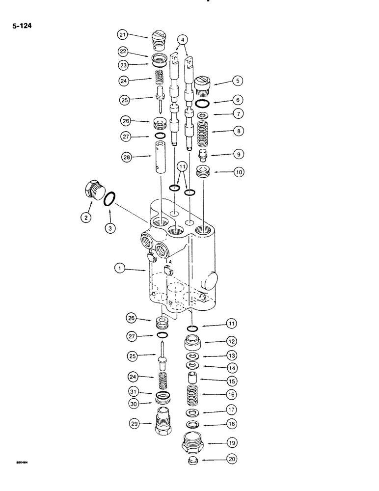 Схема запчастей Case DH4B - (5-124) - MONO-STICK STEERING CONTROL VALVE - TWO SPOOL (05) - STEERING