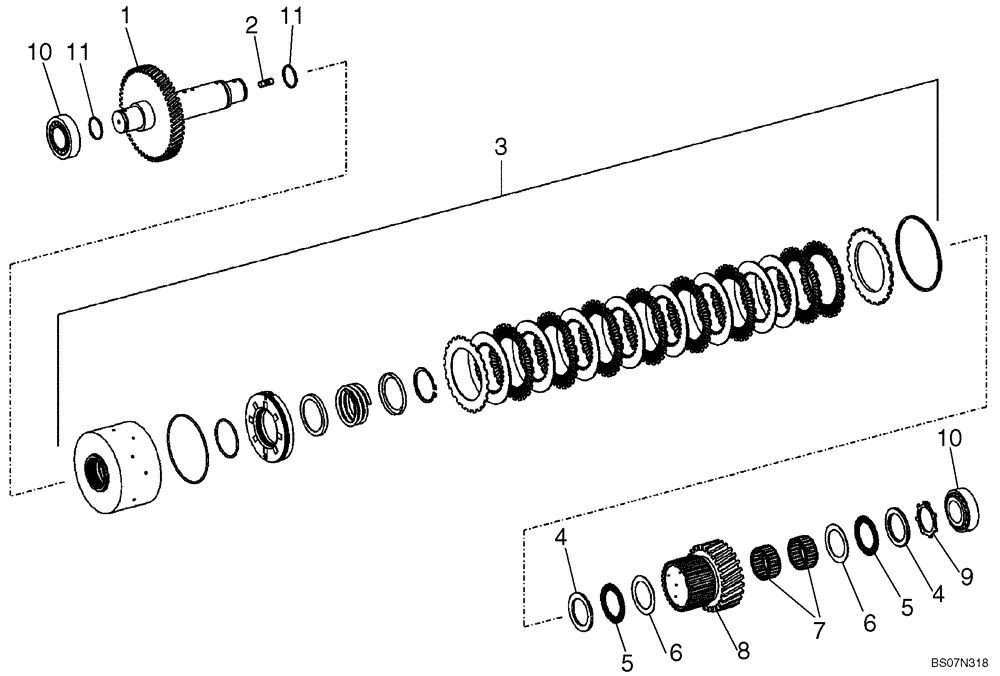 Схема запчастей Case 621E - (06-09) - TRANSMISSION - CLUTCH ASSY, SECOND - PRIOR TO P.I.N. N8F203848 (06) - POWER TRAIN