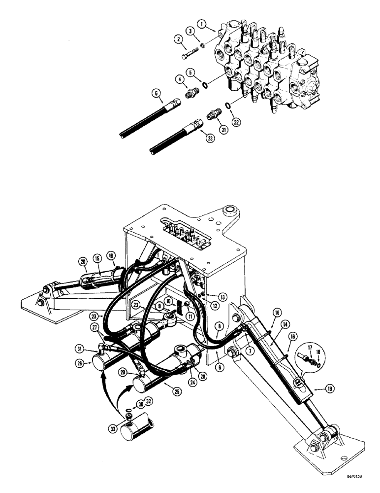 Схема запчастей Case 33 - (072) - SWING AND STABILIZER CYLINDER HYDRAULICS, (EARLY PRODUCTION), STBLZR CYLDR HYDRLCS, SWING CYLDR HYDR 