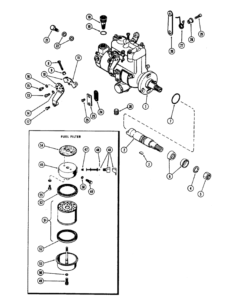 Схема запчастей Case 500 - (010) - FUEL INJECTION PUMP, (188) DIESEL ENGINE (01) - ENGINE