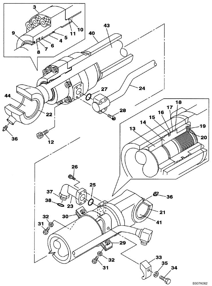 Схема запчастей Case CX130B - (08-86) - CYLINDER ASSY, BUCKET (08) - HYDRAULICS