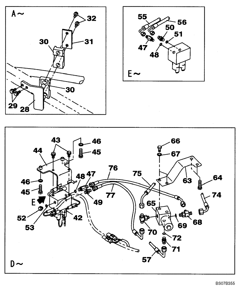 Схема запчастей Case CX240BLR - (08-033) - HYDRAULICS, AUXILIARY - DOUBLE ACTING CIRCUIT, HAND OPERATED (08) - HYDRAULICS