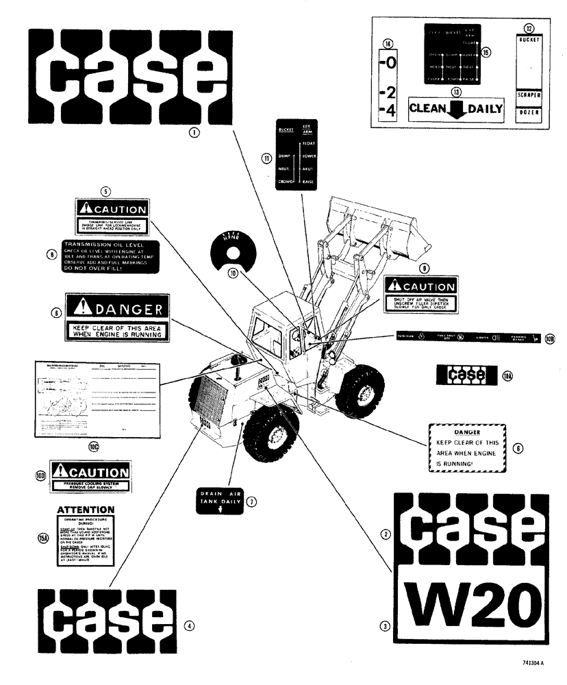 Схема запчастей Case W20 - (302) - DECALS EARLY PRODUCTION (09) - CHASSIS