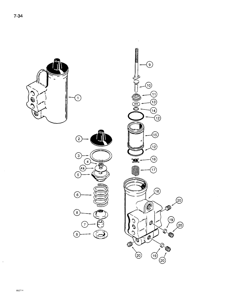 Схема запчастей Case 621 - (7-34) - AIR COMPRESSOR GOVERNOR, D72831 (07) - BRAKES