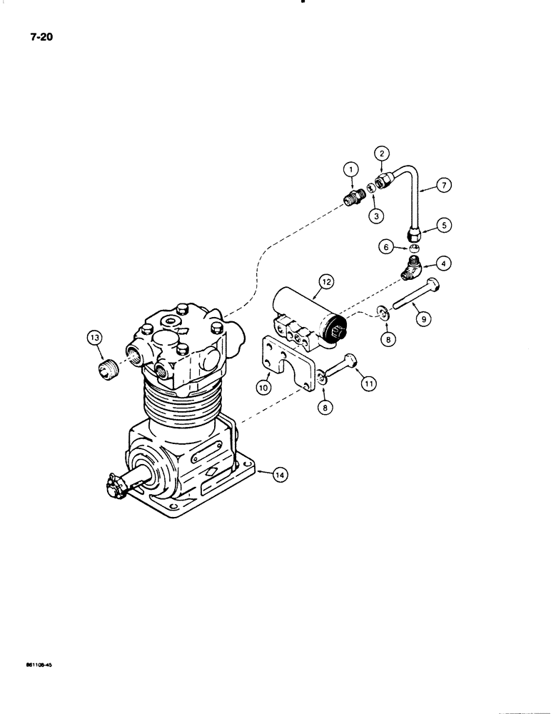 Схема запчастей Case W18B - (7-20) - L111007 AIR COMPRESSOR, WATER COOLED (07) - BRAKES