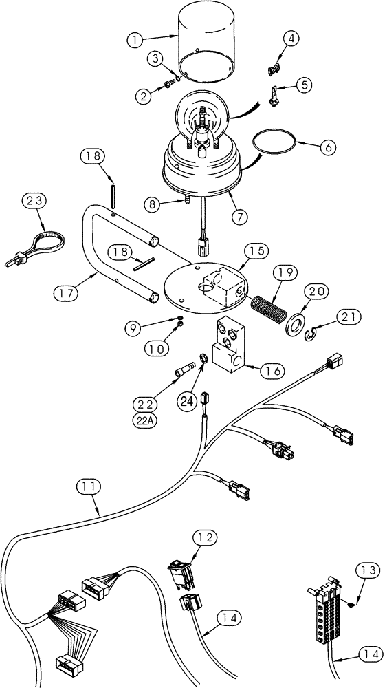 Схема запчастей Case 621C - (04-090) - BEACON ASSEMBLY, ROTATING MOUNTING, EUROPE ONLY (04) - ELECTRICAL SYSTEMS