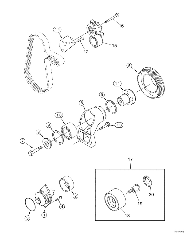 Схема запчастей Case 550H-IND - (02-09) - WATER PUMP SYSTEM, 4-390/4T-390 EMISSIONS CERTIFIED ENGINE (02) - ENGINE