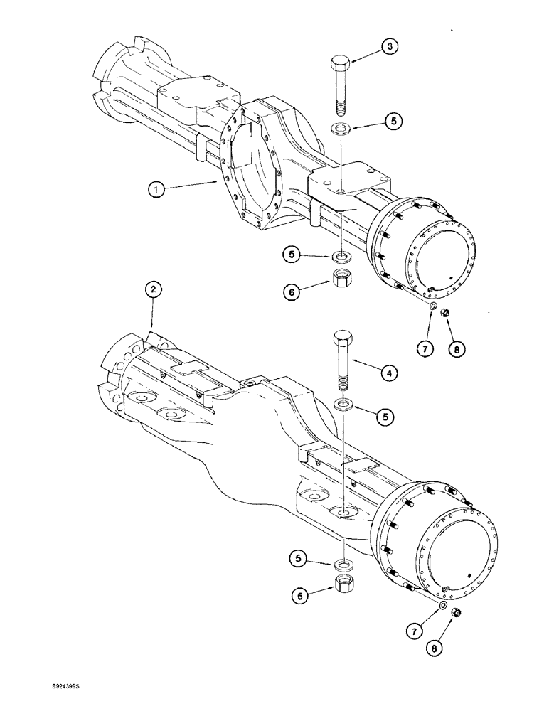 Схема запчастей Case 821B - (6-38) - AXLE ASSEMBLIES AND MOUNTING (06) - POWER TRAIN