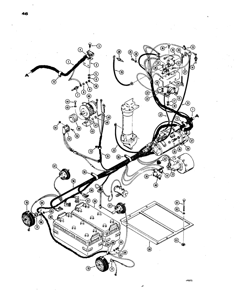 Схема запчастей Case W24B - (046) - ELECTRICAL SYSTEM (REAR HARNESS), MODELS WITHOUT INSTRUMENT CLUSTER (04) - ELECTRICAL SYSTEMS