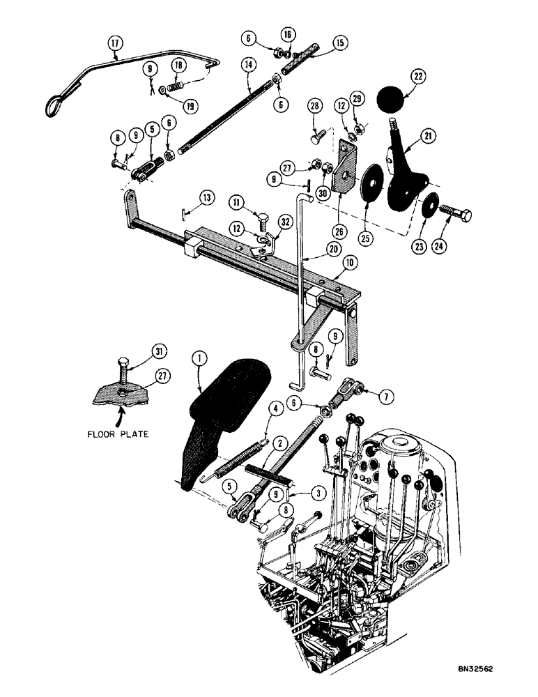 Схема запчастей Case 1000D - (094) - THROTTLE CONTROL LINKAGE (01) - ENGINE