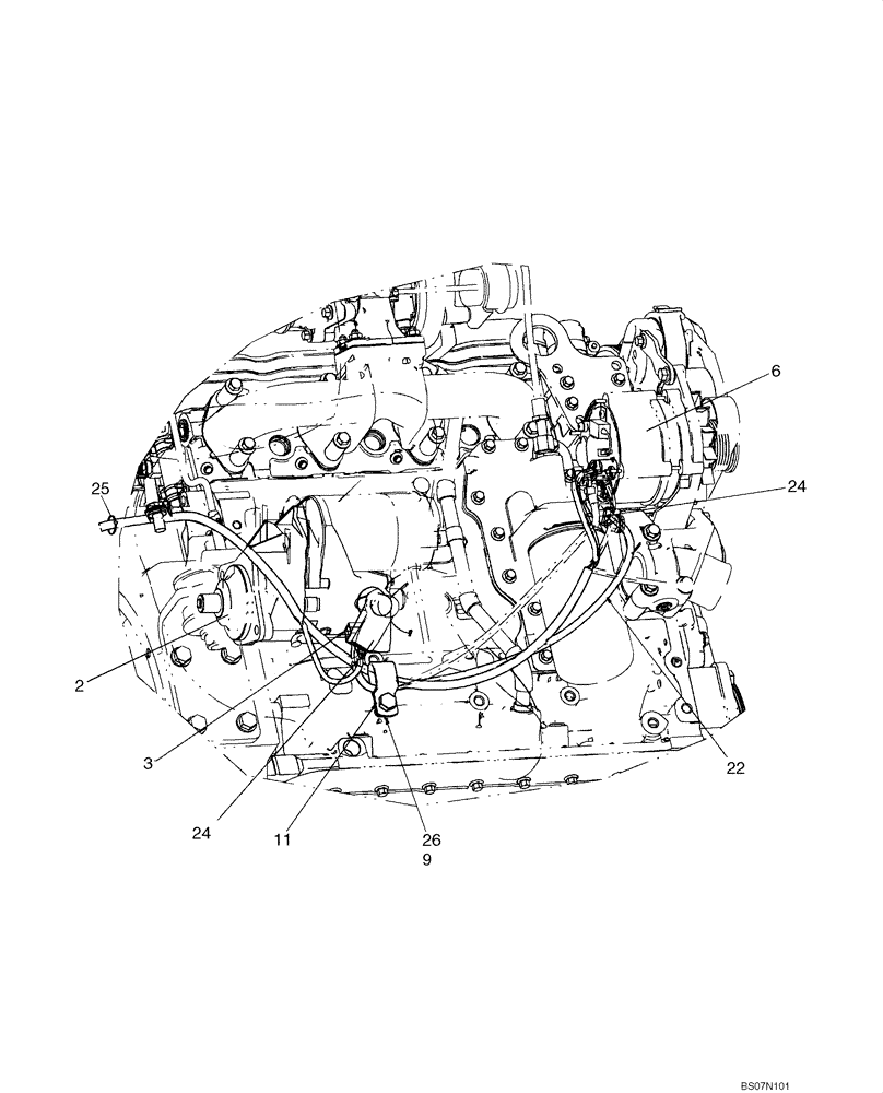 Схема запчастей Case 750L - (04-09) - HARNESS, ENGINE (RIGHT-HAND SIDE) - ALTERNATOR/STARTER (04) - ELECTRICAL SYSTEMS