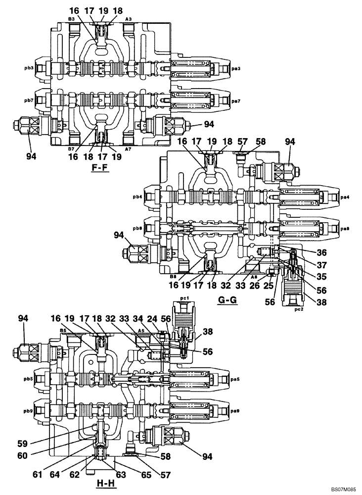 Схема запчастей Case CX135SR - (08-29) - KMJ10690 VALVE ASSY, CONTROL - MODELS WITH DOZER BLADE (08) - HYDRAULICS