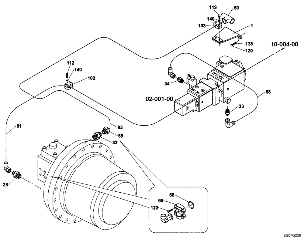 Схема запчастей Case SV210 - (10-003-00[01]) - HYDRAULIC SYSTEM OF TRAVELTRAVEL, DRUM (B) (GROUP 305) (ND132337) (08) - HYDRAULICS