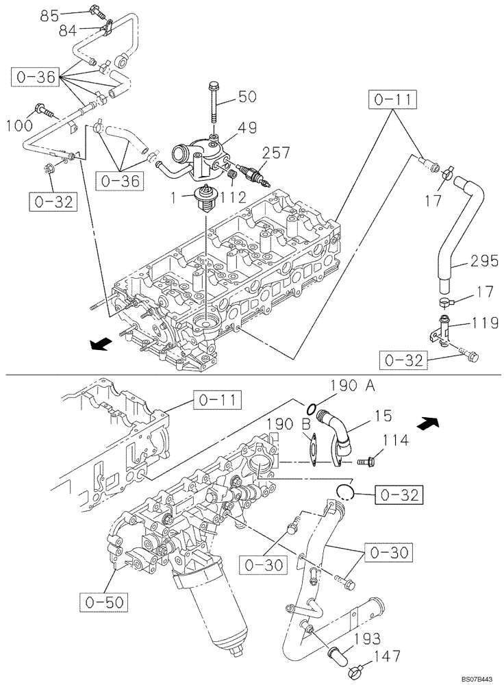 Схема запчастей Case CX135SR - (02-25) - ENGINE WATER CIRCUIT - THERMOSTAT (02) - ENGINE