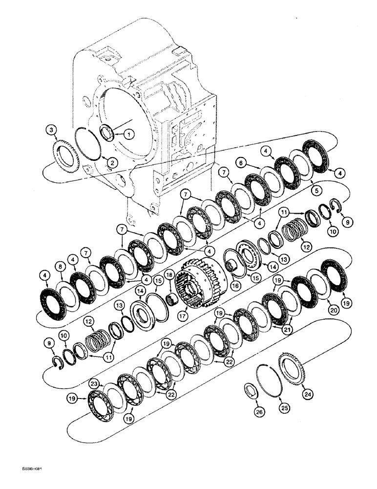 Схема запчастей Case 821B - (6-28) - TRANSMISSION ASSEMBLY, THIRD AND FOURTH CLUTCH PACK (06) - POWER TRAIN