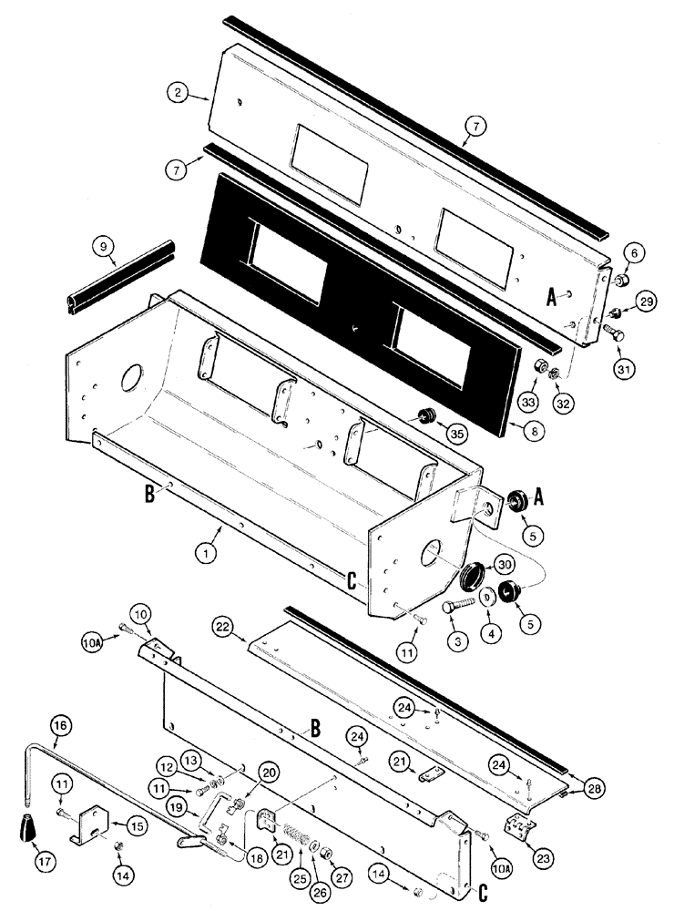 Схема запчастей Case 650H - (09-32) - CAB CONTROL, AIR FLOW AND BLOWER HOUSING (09) - CHASSIS