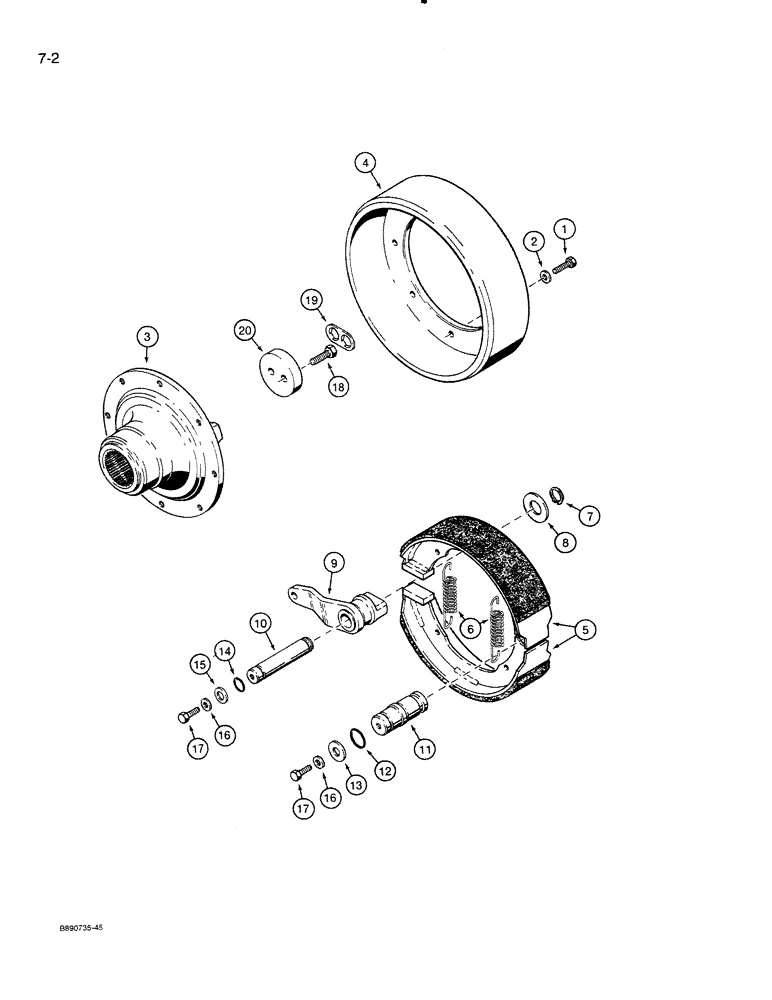 Схема запчастей Case 821 - (7-002) - PARKING BRAKE, PRIOR TO P.I.N. JAK0024165 (07) - BRAKES