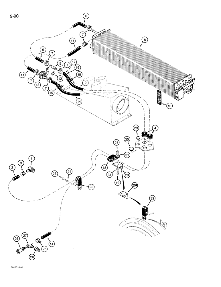 Схема запчастей Case 721 - (9-090) - HEATING SYSTEM (09) - CHASSIS/ATTACHMENTS