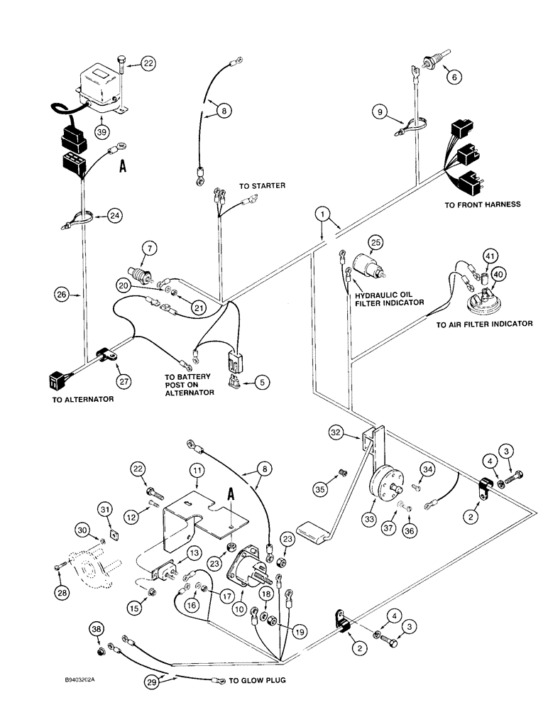 Схема запчастей Case 1825 - (4-18) - REAR HARNESS, DIESEL MODELS, PRIOR TO P.I.N. JAF0096778 (04) - ELECTRICAL SYSTEMS