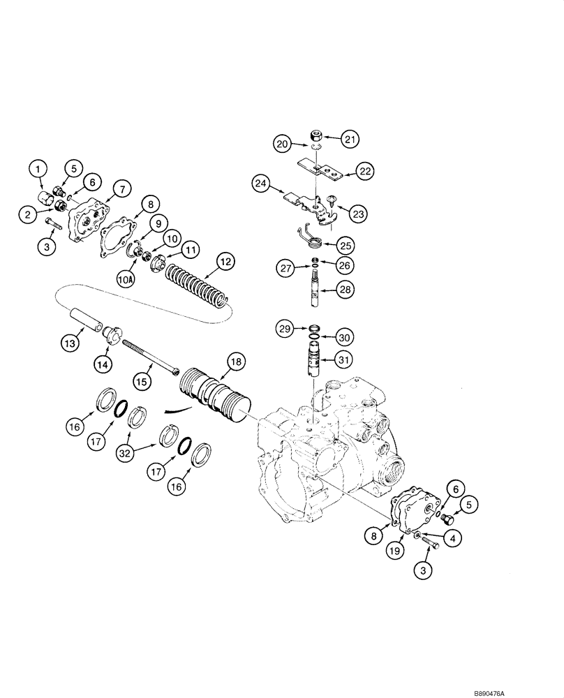 Схема запчастей Case 1840 - (06-08D) - TANDEM PUMP ASSEMBLY, REAR DRIVE PUMP, JAF0119226 - JAF0343518 (06) - POWER TRAIN