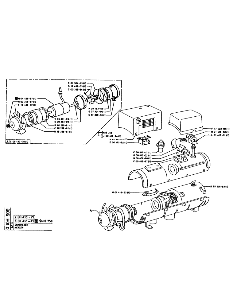 Схема запчастей Case 160CL - (046) - HEATER (05) - UPPERSTRUCTURE CHASSIS